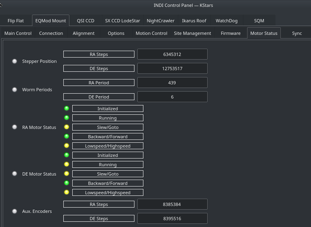 eqmod motor status 